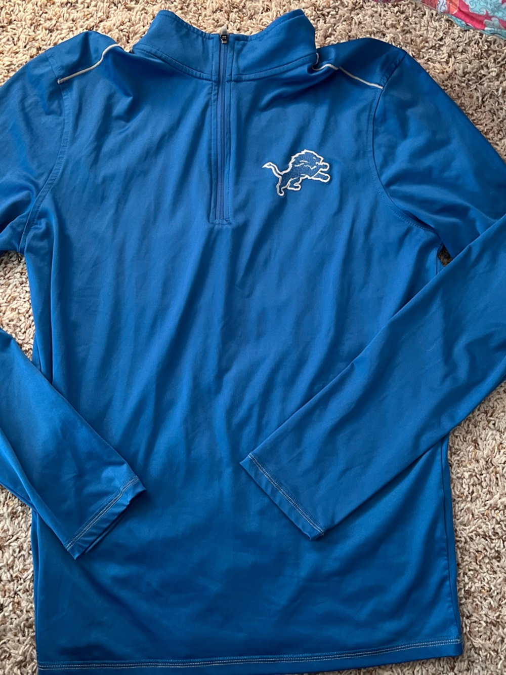 Antigua Detroit Lions royal Blue Quarter-Zip Pullover size small